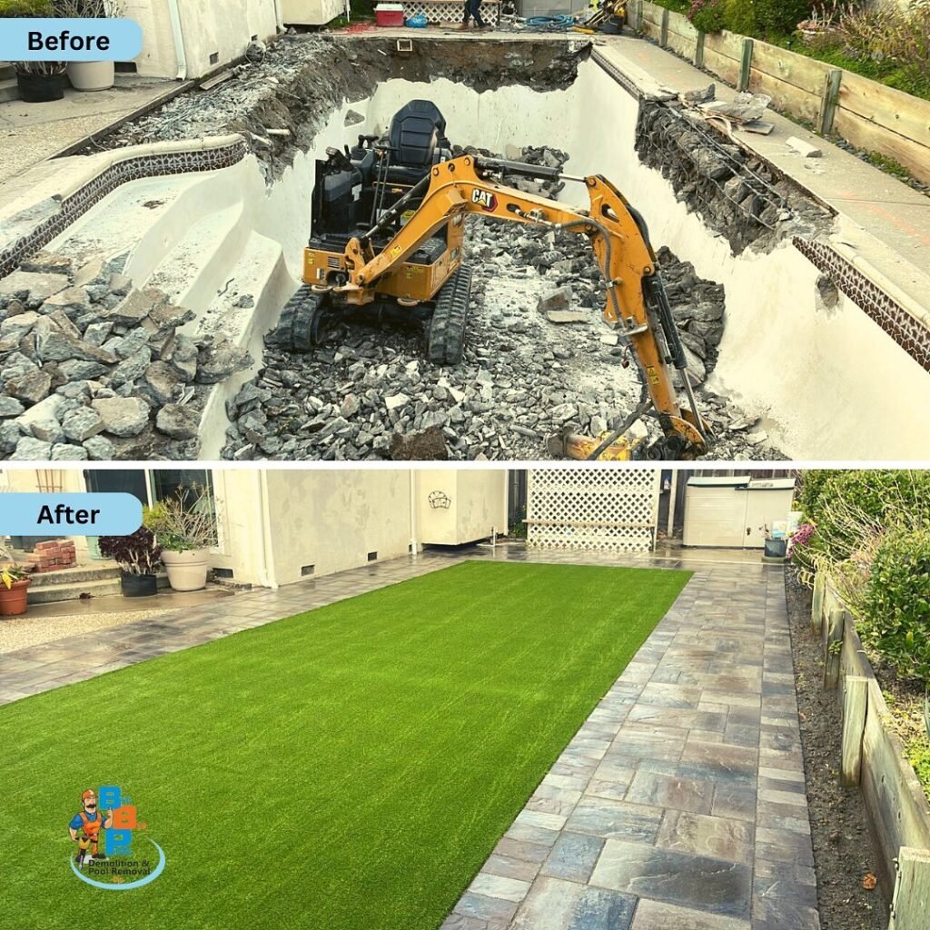 pool demolition success story – transformed backyard after pool removal